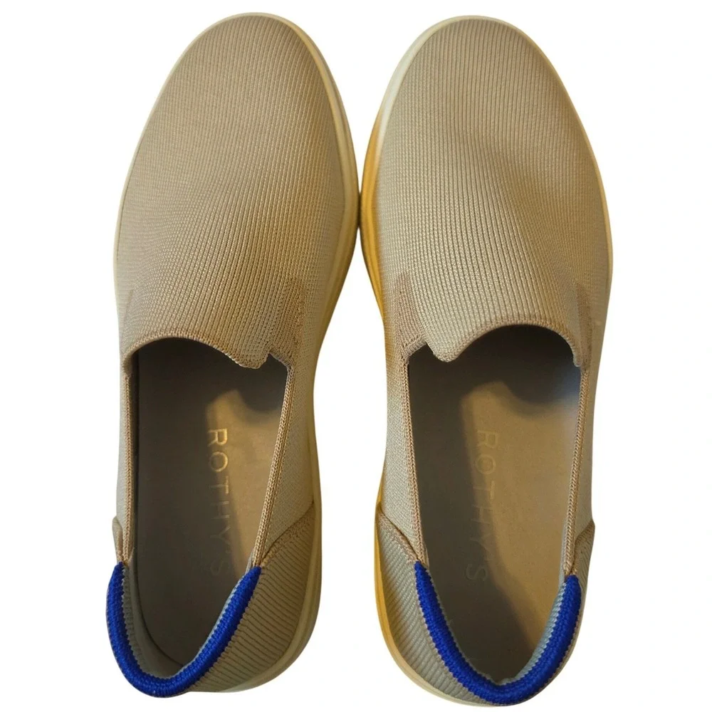 Rothys The Sneaker Sand Tan Slip On Knit Shoes Womens 10.5 Mens 9